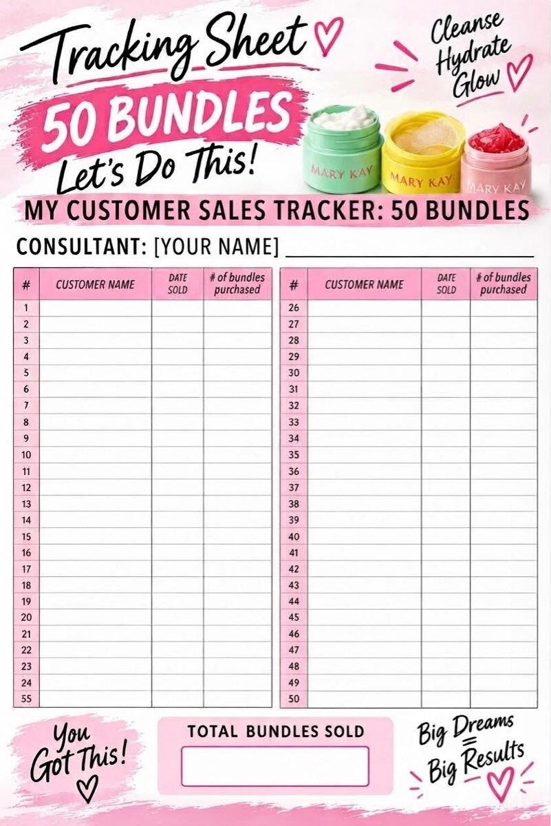 Beauty Tracking Sheet